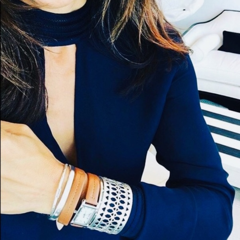 Stella & Dot | Bold Silver Cuff Plait Statement Bracelet Retired - Picture 2 of 8